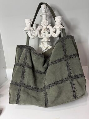 Classic Olive Suede Tote Bag by